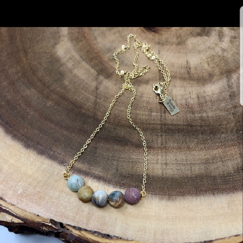 Matte Amazonite  natural stone necklace